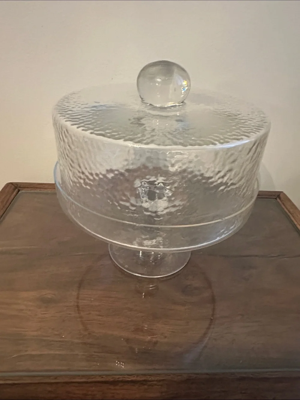 Vintage 7” Hammered Glads Pedestal Cake Stand with Matching Dome 2pc